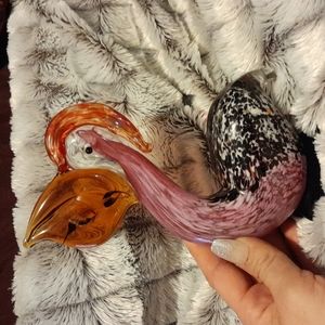 VINTAGE MURANO ART GLASS PELICAN FIGURE with FISH IN MOUTH